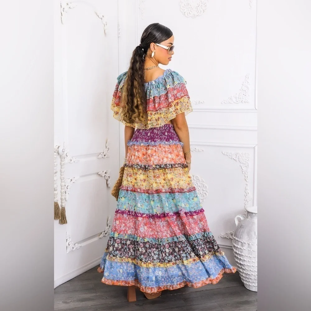 Multicolor Floral Maxi Skirt Set